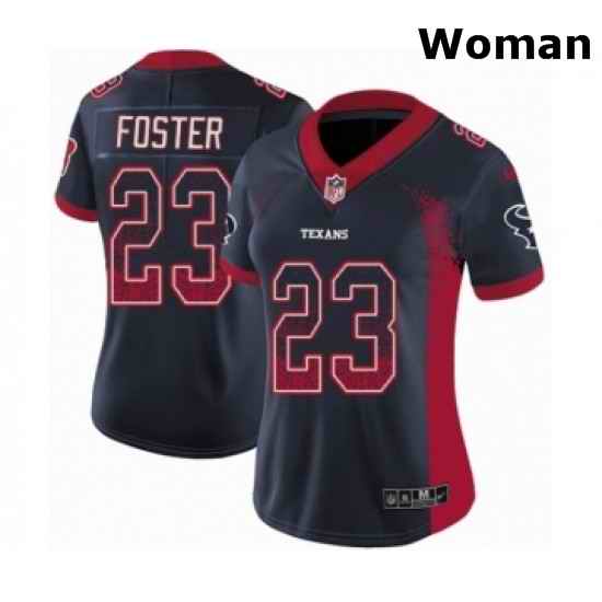 Womens Nike Houston Texans 23 Arian Foster Limited Navy Blue Rush Drift Fashion NFL Jersey
